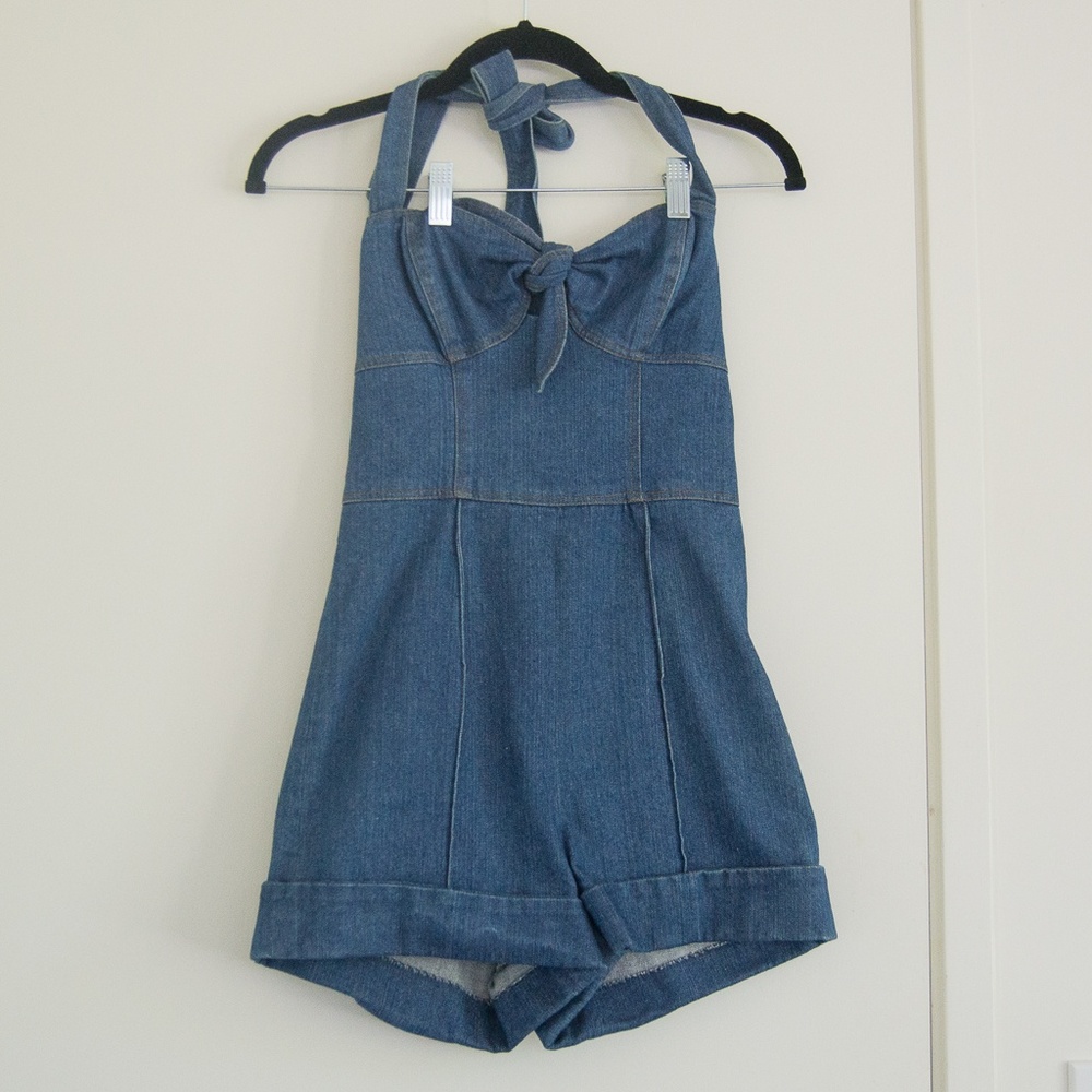 Vintage Betsey Johnson Denim Romper